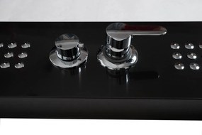 Sprchový rohový panel PIOGGIA 5v1 - s výtokom do vane a policou - čierny matný