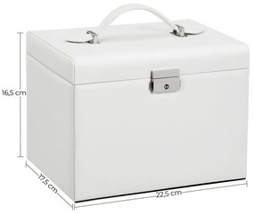 SongmicsHome Šperkovnica so zrkadlom KARINA, 22,5x17,5x16,5cm, biela