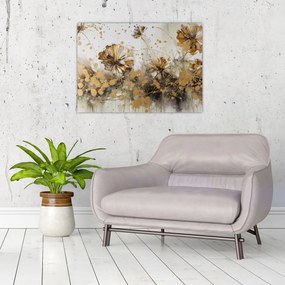 Sklenený obraz - Abstraktná kvetinová maľba (70x50 cm)