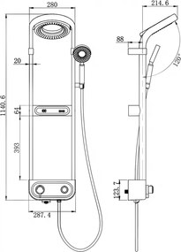 Mexen Peak, sprchová sada s ručnou a dažďovou hlavicou, LED displej, biela, 78106-20