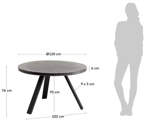 Záhradný stôl shanelle ø 120 cm čierny MUZZA