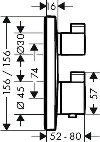 Hansgrohe Ecostat Square, termostatická batéria pod omietku na 2 spotrebiče, čierna matná, HAN-15714670