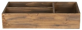 Hnedý drevený zásobník s 3 přihrádkama - 43 * 22 * ​​9 cm