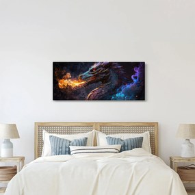 Obraz - Drak pľuvajúce plamene (120x50 cm)