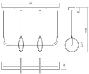 Redo 01-2705 - LED luster na lanku OLIMP LED/40W/230V 3000/4000/6500K čierna