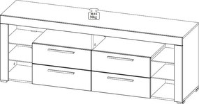 TV stolík Goal,  šedý, s osvetlením