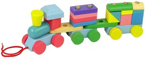 Lean Toys Drevený vláčik s farebnými kockami