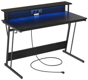 Písací stôl SOLEA-X s podsvietením, čierny