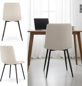 Sada šiestich jedálenských stoličiek NERO zamatové, béžové / čierne nohy (6 ks)