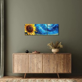 Obraz - Maľba slnečníc (s hodinami) (90x30 cm)