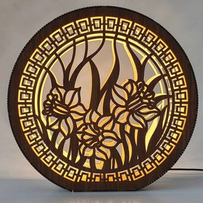 Stolná lampa z dreva Narcis | DAFFODIL: HDF - Orech 20 cm 4793-115248 LED0614