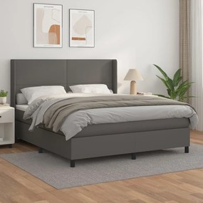 Boxspring posteľ s matracom sivá 160x200 cm umelá koža 3132391
