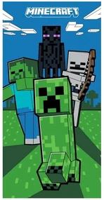 Plážová osuška Minecraft - motív Mobi útočia - 100% bavlna - 70 x 140 cm