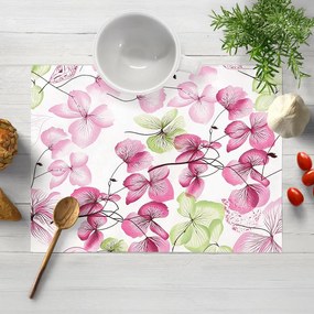 Biante Bavlnené prestieranie na stôl Sandra SA-366 Ružovo-zelené kvety na bielom 30x40 cm
