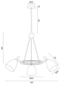 Argon 6149 - Luster na tyči CHARLOTTE 3xE27/15W/230V čierna/zlatá