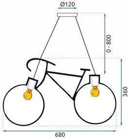 Toolight Toolight, závesné svietidlo bicykel APP216-2CP, čierna, OSW-00352