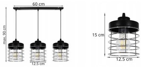 Závesné svietidlo RASTI, 3x drôtené tienidlo (výber z 2 farieb), CH