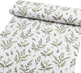 Biante Detské bavlnené posteľné obliečky do postieľky Sandra SA-718 Zelené vňate byliniek na bielom Do postieľky 90x140 a 50x70 cm