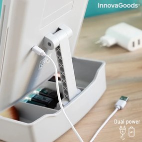 Skladacie zrkadlo s LED svetlom 3 v 1 s organizérom mejkapu Panomir - InnovaGoods