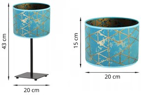 Stolná lampa Werona 4, 1x modré textilné tienidlo so vzorom, (výber zo 4 farieb konštrukcie), g