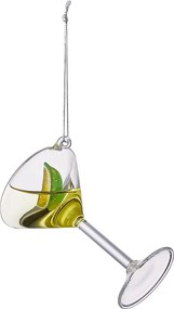 HANG ON Sklenená ozdoba pohár martini