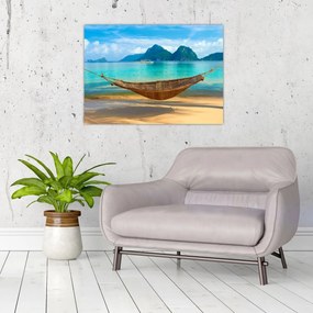 Obraz - Hojdacia sieť na pláži (70x50 cm)