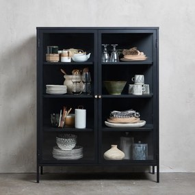 Čierna kovová vitrína 110x140 cm Carmel – Unique Furniture