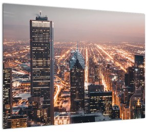 Sklenený obraz svietiacej metropoly (70x50 cm)