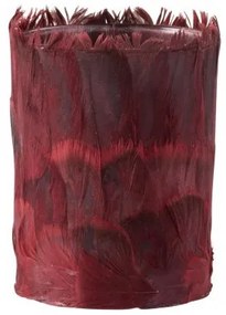 Sklenený svietnik na čajovú sviečku ozdobený vínovými pierkami - 10 * 10 * 13 cm