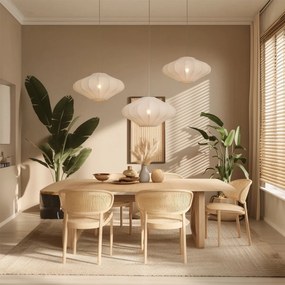 Japandi závesná lampa béžová 50cm 3-svetelná - Plu