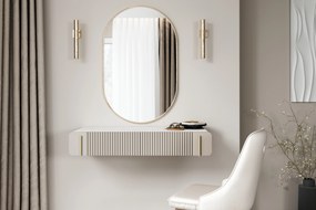 Závesný toaletný stolík Malmi 100 cm - kašmírová / crema bianca / zlatá