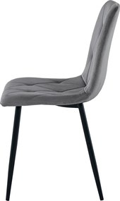 AKCIA Tmavosivá zamatová jedálenská stolička LIBRA s čiernymi nohami II. akosť