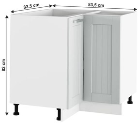 Dolná rohová kuchynská skrinka Julia Typ 62 - svetlosivá / biela