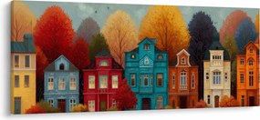 Obraz - Maľované jesenné mesto (120x50 cm)