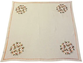 Vyšívaný obrus Listy krémové 85x85 cm TiaHome