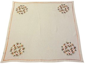 Vyšívaný obrus Listy krémové 85x85 cm