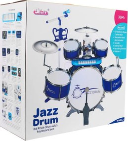 Detská bicia súprava s keyboardom a mikrofónom modrá