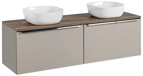 Závěsná skříňka SantaFe Smile s deskou a umyvadly 160 cm taupe/dub santa fe vintage