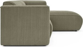 Zelená menčestrová rohová pohovka (pravý roh/s leňoškou) Merid – Ropez