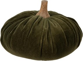 Tmavozelená látková dekorácia tekvice Pumpkin XL - Ø 20*14 cm