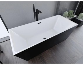 Mexen Lita, voľne stojaca vaňa 170 x 75 cm, biela-čierna, čierny matný prepad, 52121707575-70