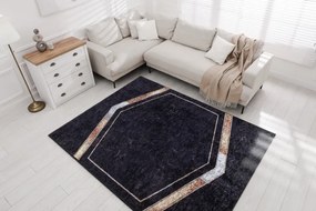 MIRO 52025.802 umývací koberec Mramor, geometrická protišmykový - čierna Veľkosť: 120x170 cm