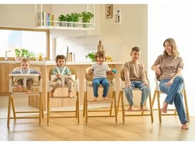 Lionelo - Detská jedálenská stolička 3v1 CELIA Biela / prírodné drevo