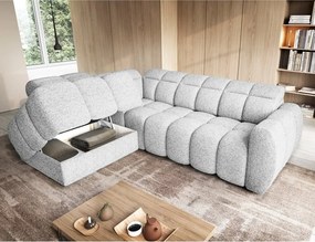 Svetlosivá rozkladacia/s úložným priestorom rohová pohovka z textílie buklé (ľavý roh/do L) Falconn – ELTAP