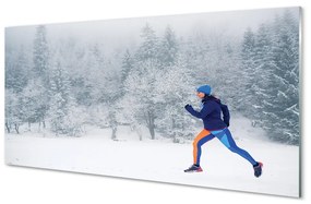 Obraz plexi Les v zime sneh muž 140x70 cm