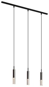 Moderný koľajnicový systém čierny s 3 závesnými svietidlami čierny s dymovým sklom 1-fázový - Slimline Loyce