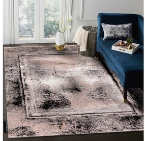 Moderný koberec DE LUXE 634 Rám vintage - Štrukturálny sivá / ružový Veľkosť: 120x170 cm