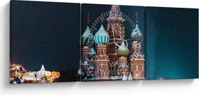 Obraz stavby v Rusku (s hodinami) (90x30 cm)