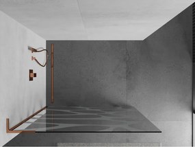 Mexen Kioto L, sprchová zástena Walk-In 100 x 200 cm, 8mm číre sklo biely vzor, ružové zlato profil, 800-100-103-60-97