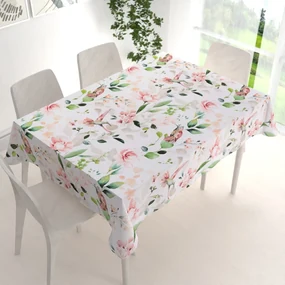 Biante Bavlnený obdĺžnikový obrus Sandra SA-432 Vtáci medzi kvetmi 140x200 cm